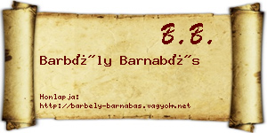 Barbély Barnabás névjegykártya